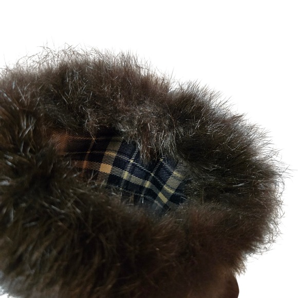 Aquatalia Chocolate Brown Suede Fur Trim Pull on Wedge Boots Women's Size 9 - Picture 10 of 10